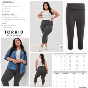 Torrid 3 plus size grey cropped folded waist leggings